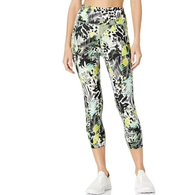 Calvin Klein Blue & Green Multi-Color Floral Print Crop Leggings w/ Pockets
