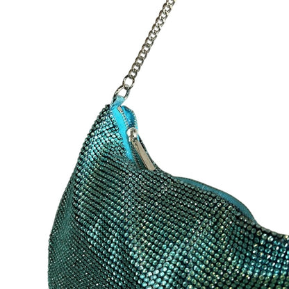 AQUA Ellie2 Crystal Mesh Shoulder Bag Aqua Blue