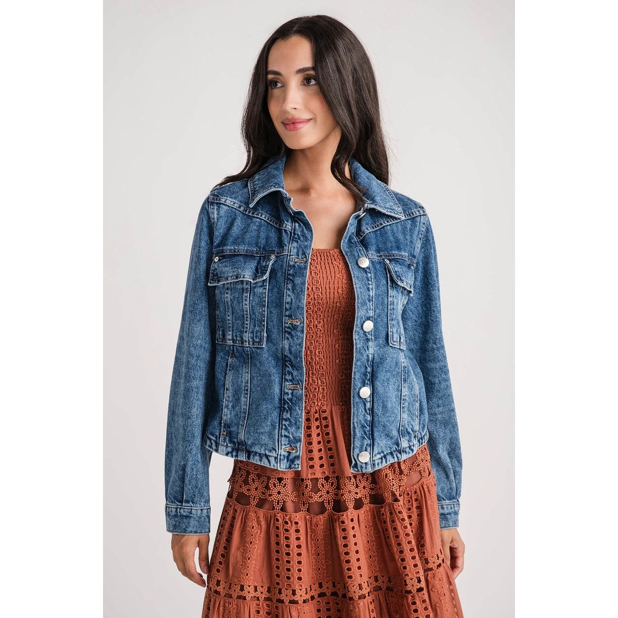 Free People Jade High Dive Blue Denim Jacket
