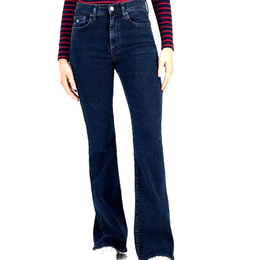 Tommy Jeans Women's Sylvia High-Rise Button Placket Jeans in Dark Wash Denim
