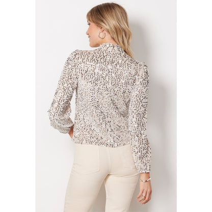 Sanctuary All Nighter Sequinned Mock Neck In Champagne