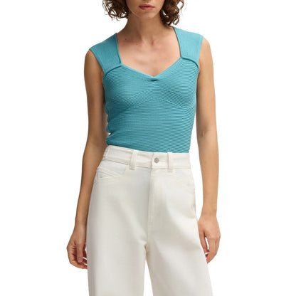 Hugo Boss Women's Fobertino Rib Top in Bright Algae Blue
