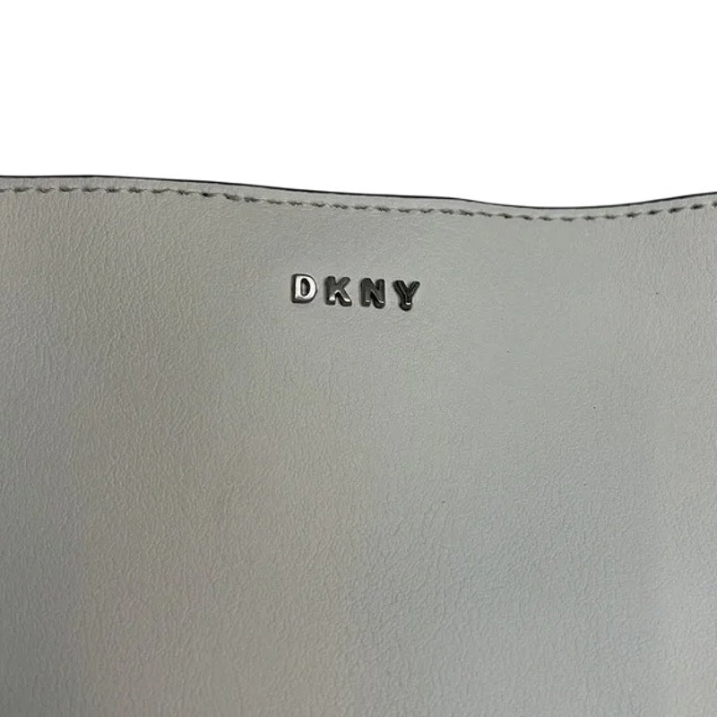 DKNY Farrah Leather Bucket Bag, White & Black Dual Tone Snap Closure Bag