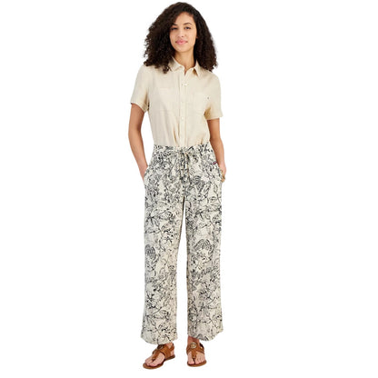Tommy Hilfiger Women's Butterfly High-Rise Tie-Waist Pants in Beige
