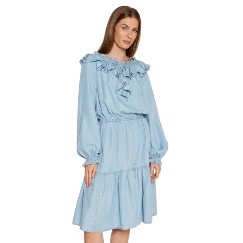LAUREN RALPH LAUREN Ladies Ruffled Long-Sleeve Denim Dress