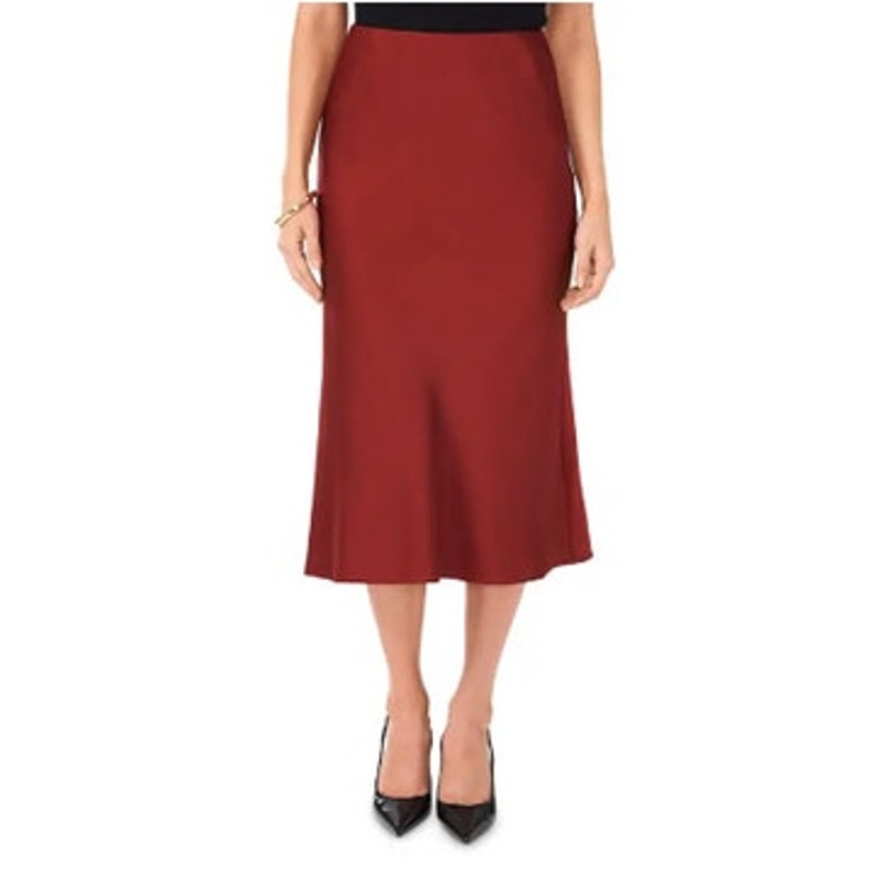 Vince Camuto Women's A-Line Pull-On Midi Skirt in Fired Brick Red