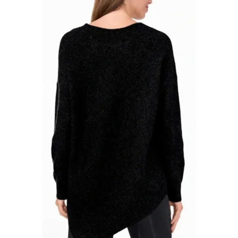 Vince Camuto Women's Crewneck Asymmetrical Hem Sweater in Rich Black