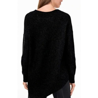 Vince Camuto Women's Crewneck Asymmetrical Hem Sweater in Rich Black