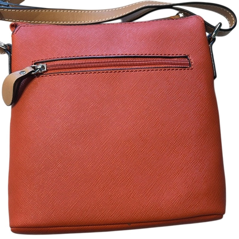 GIANI BERNINI Saffiano North South Crossbody in Orange Tan