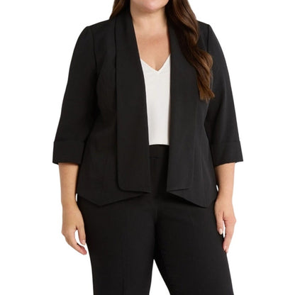 Kasper Women's Collarless Open-Front Cardigan in Black