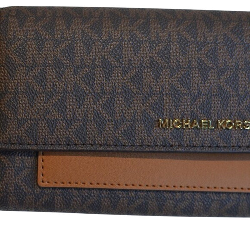 Michael Kors Women's Jet Set Wallet On A Chain in Signature Brown/Acorn, BEA