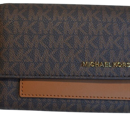 Michael Kors Women's Jet Set Wallet On A Chain in Signature Brown/Acorn, BEA