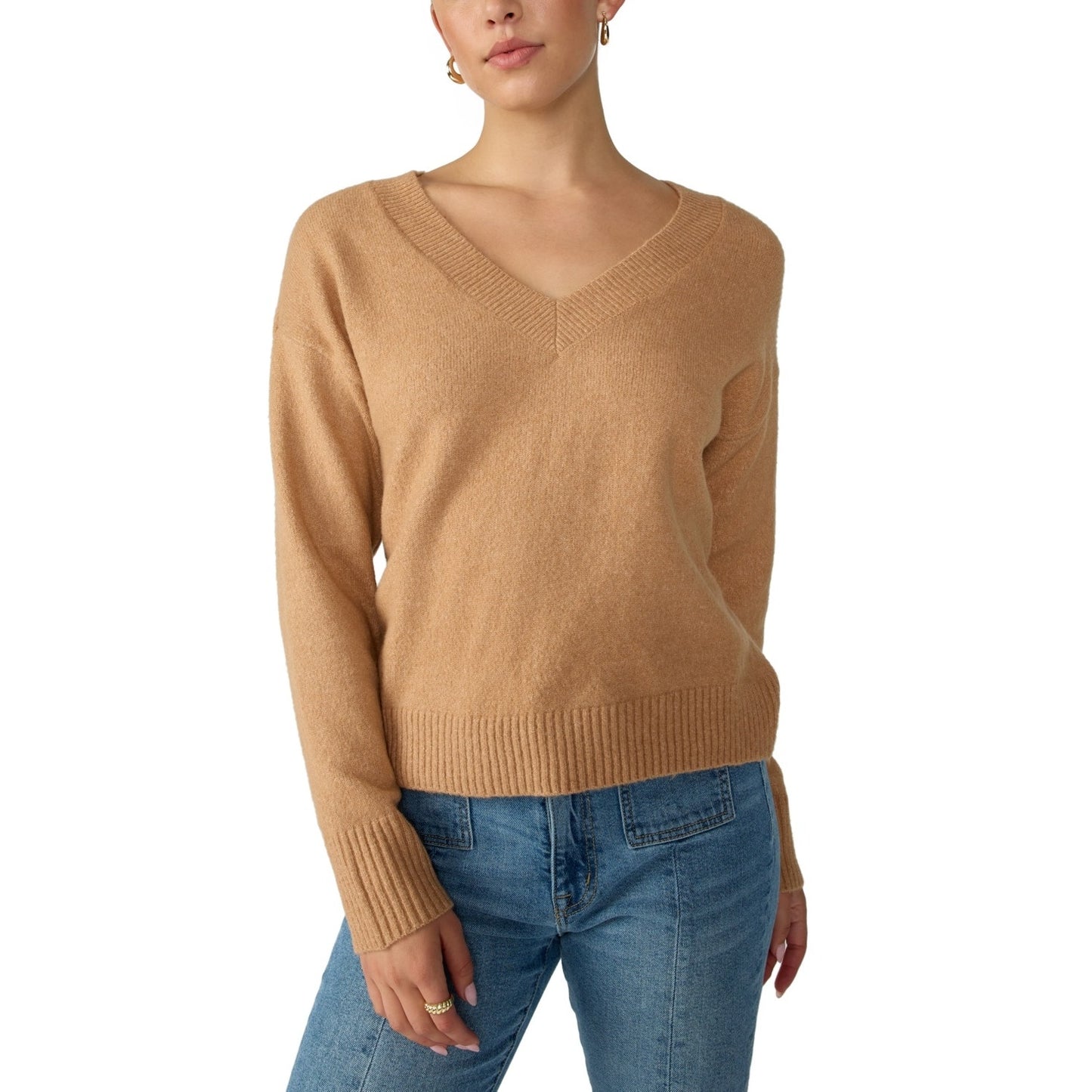 Sanctuary Women's Easy Breezy V-Neck Pullover Sweater In Maple