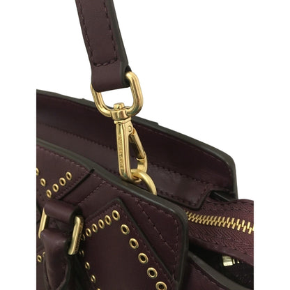 MICHAEL KORS, Diamond Grommet Selma Satchel, Plum/Gold, Leather