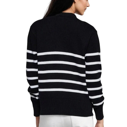 Three Dots Mackenzie Knit Button Cardigan In Black Beauty