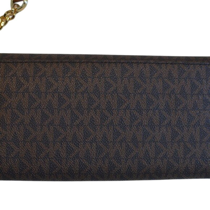 Michael Kors Women's Jet Set Wallet On A Chain in Signature Brown/Acorn, BEA