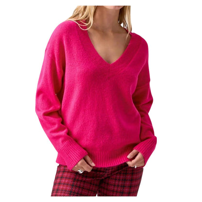 Sanctuary Women's Easy Breezy V-Neck Pullover Sweater In Flash Pink