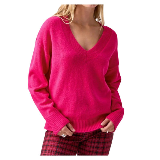 Sanctuary Women's Easy Breezy V-Neck Pullover Sweater In Flash Pink