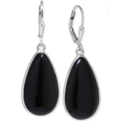 R. H. Macy Sterling Silver & Black Agate Teardrop Earrings