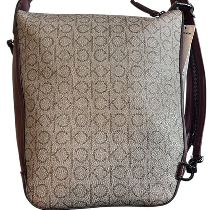 CALVIN KLEIN Medium Moss Signature Convertible Sling Bag In Rouge Multi