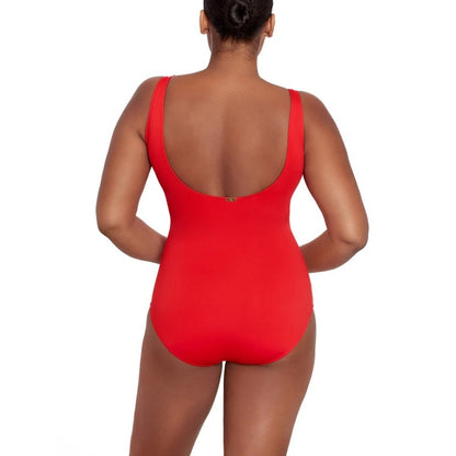 Lauren Ralph Lauren Women's Ruffle One Piece Swimsuit In Red