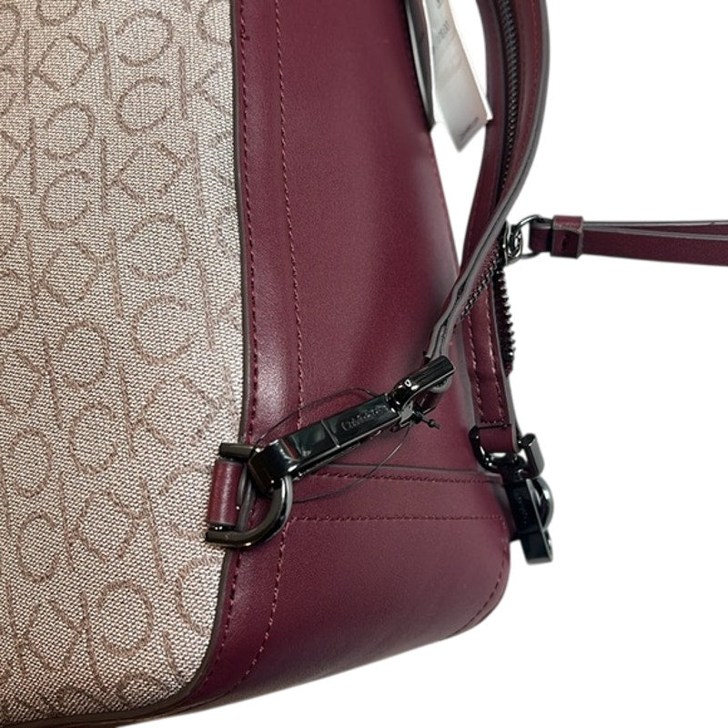 CALVIN KLEIN Medium Moss Signature Convertible Sling Bag In Rouge Multi