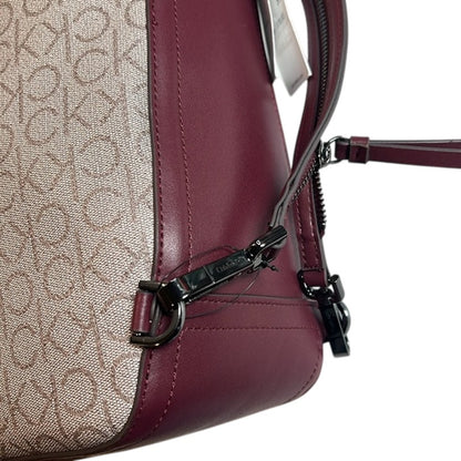 CALVIN KLEIN Medium Moss Signature Convertible Sling Bag In Rouge Multi