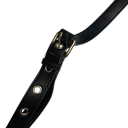 Nine West Black Leather Floral “Evelina” Saddle Bag, Gold Eyelet Details, NWT!