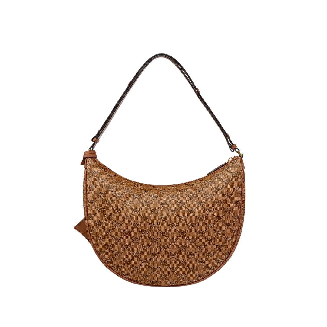 MCM Women's "Himmel" Ascending Moon Hobo Bag in Lauretos Brown Monogram