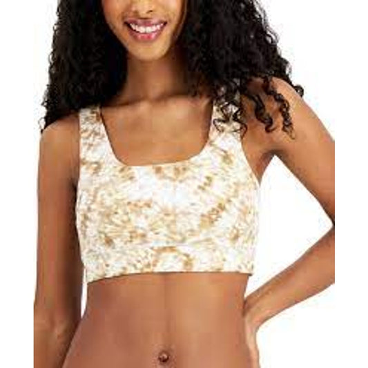 Jenni Womens Square-Neck Sports Bralette In Swirled Natural Camel