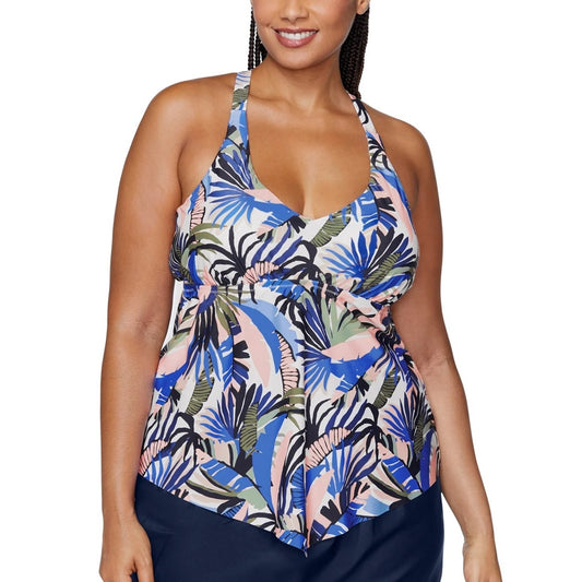 Raisins Curve Plus Size Aviva Tankini Top In Tropical Print