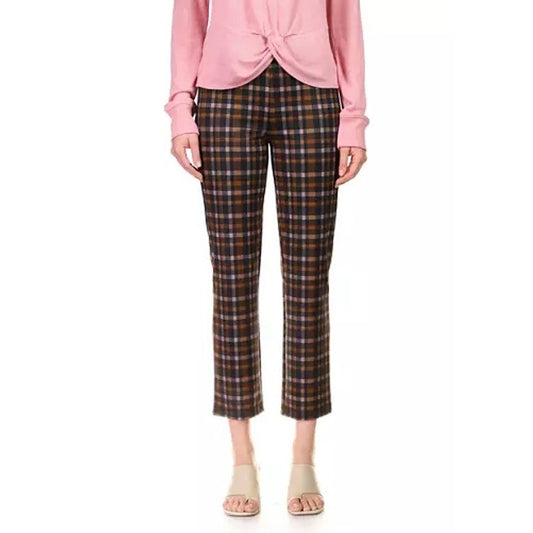 Sanctuary Ladies Carnaby Kick Crop Pants In Plum Plaid