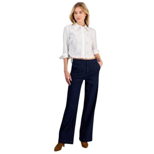 DKNY Jeans Women's High-Rise Zip-Front "Lexington" Jeans in Dark Blue Wash