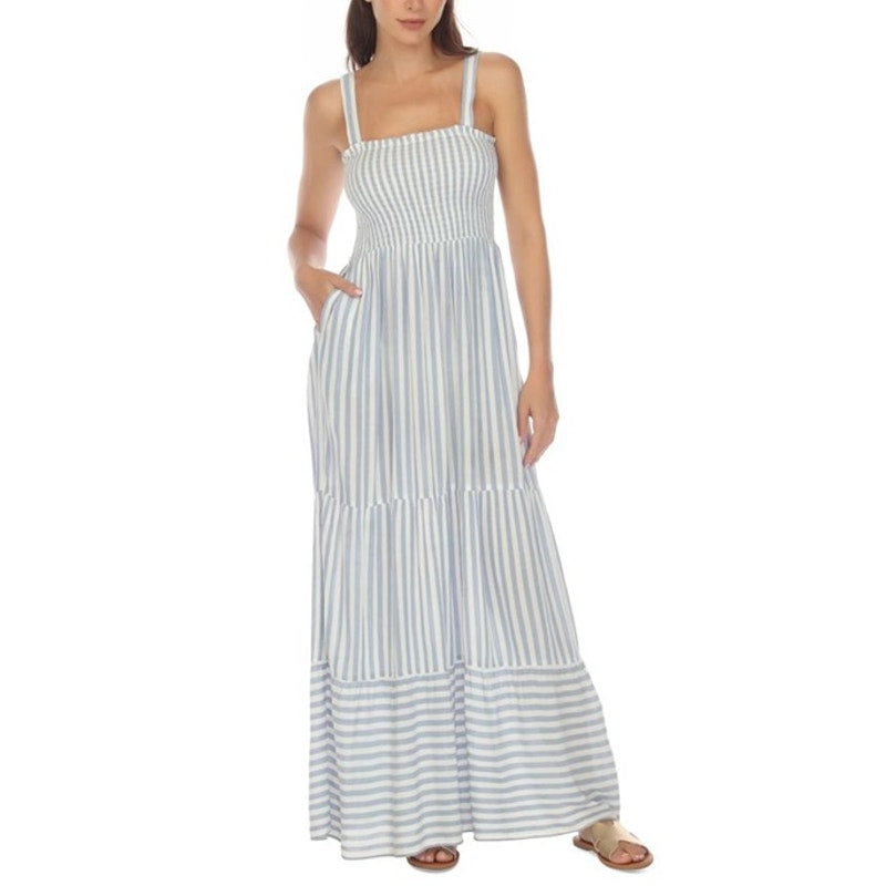Raviya Women's Tiered Striped Dress Cover-Up In Chambray Stripe