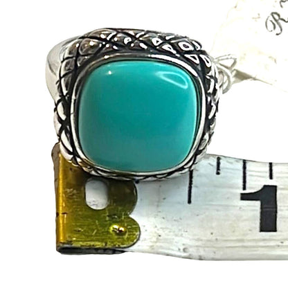 R. H. Macy Silver & Turquoise Square Ring,