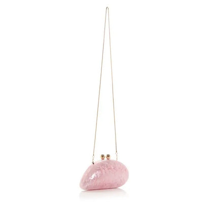 AQUA Nala Acrylic Clutch With Shoulder Chain Strap In Pearlized Pink