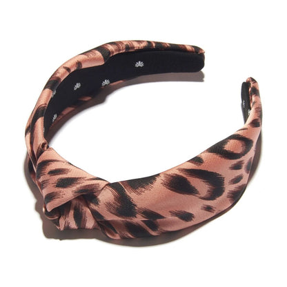 Lele Sadoughi Pink Leopard Print, Knotted Silk Headband