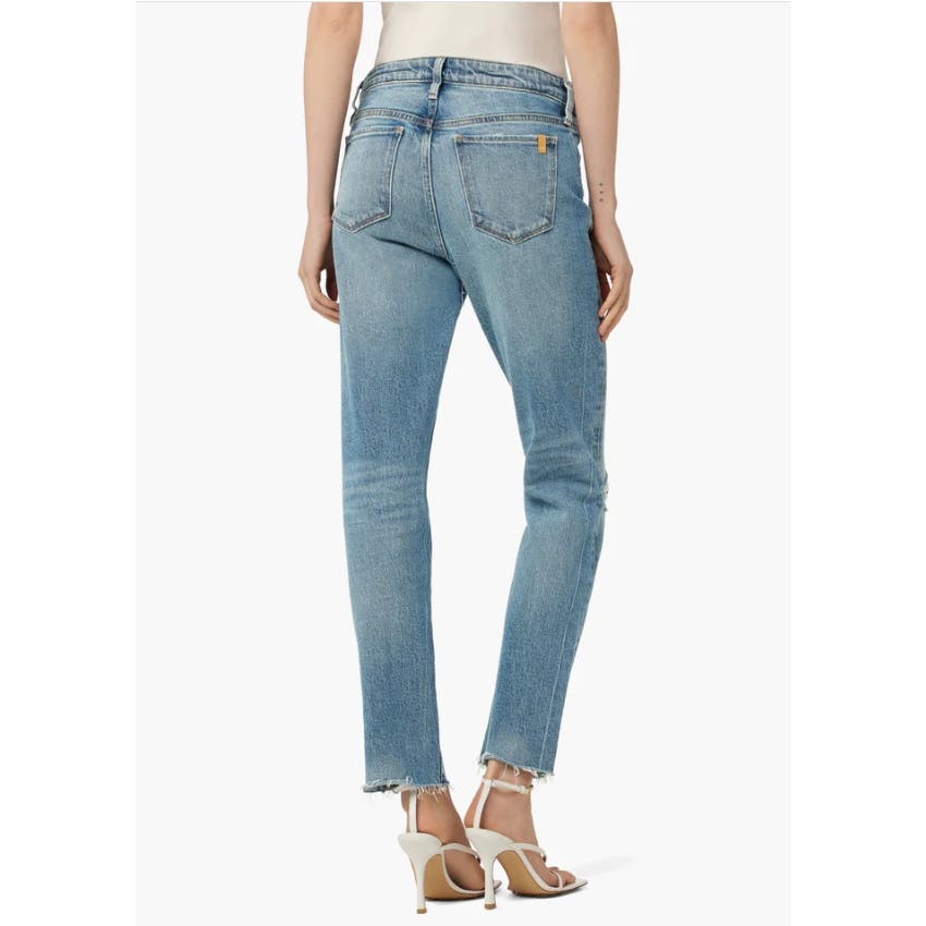 Joe’s Jeans Women’s Distressed Blue The Lara Straight-Leg Cigarette Ankle Jeans