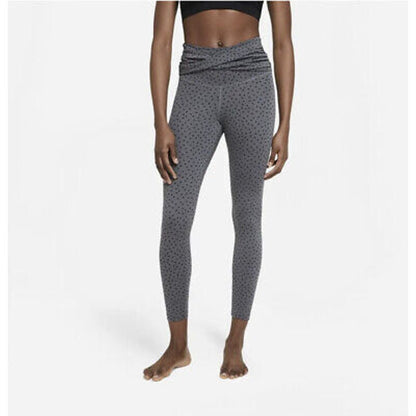 NIKE Dark Gray & Black Polka Dot Leggings, High Waisted, Layered Waistband