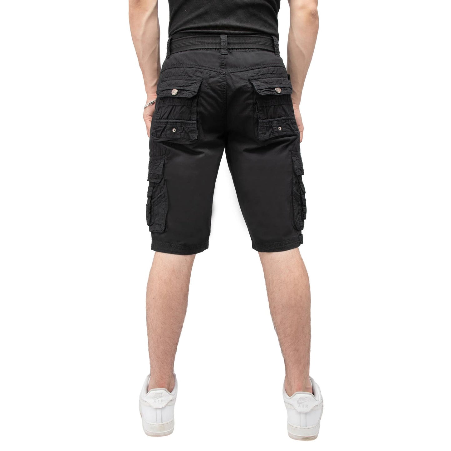 X-RAY Men's Belted Snap Detail Cargo Shorts Black, Size 44