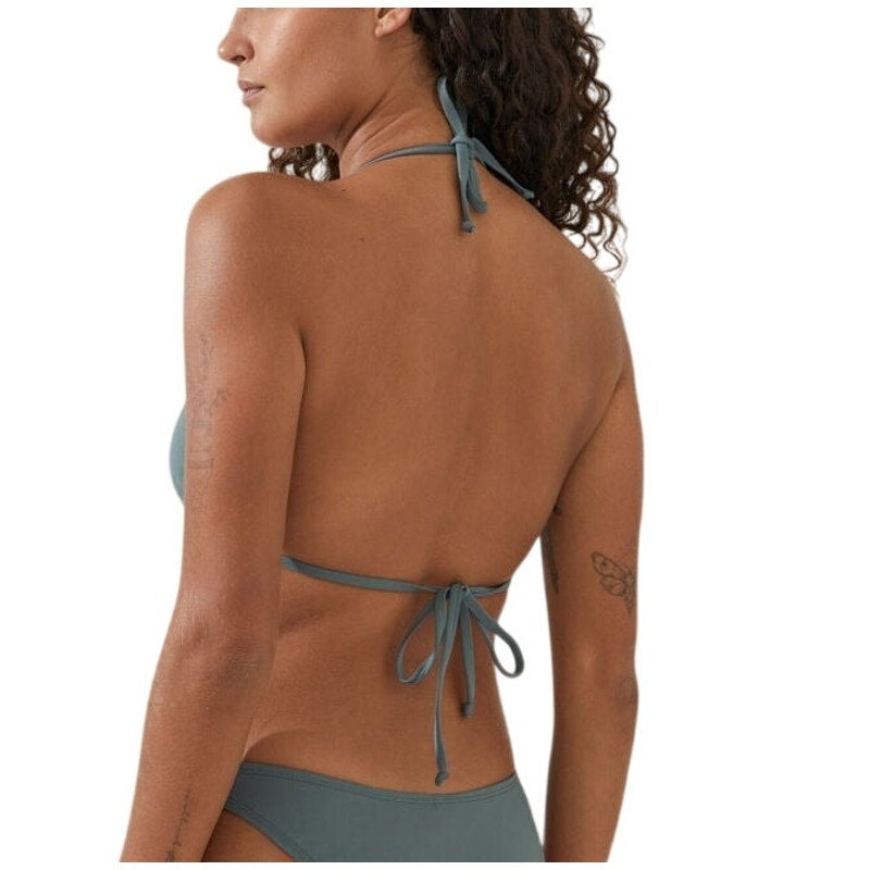 Cotton On Women's Solid Slider Triangle Bikini Top in Dusty Khaki Green