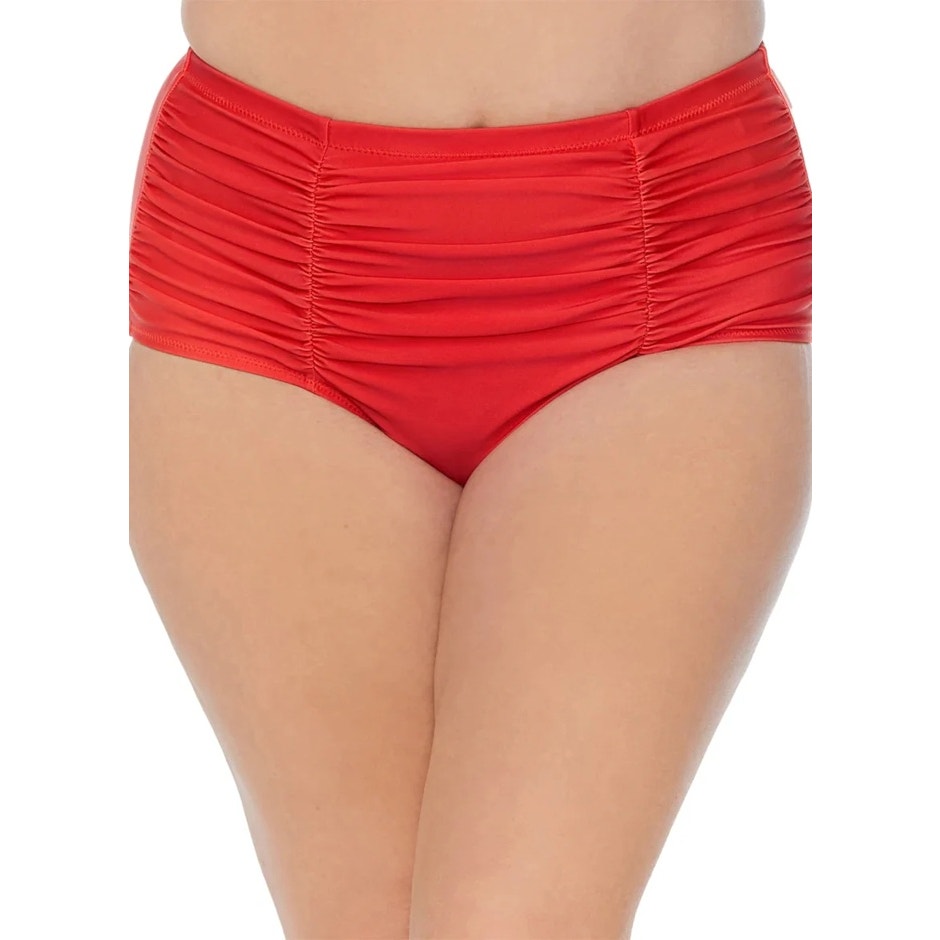Raisins Curve Plus Size Costa Rouched Bikini Bottoms In Red