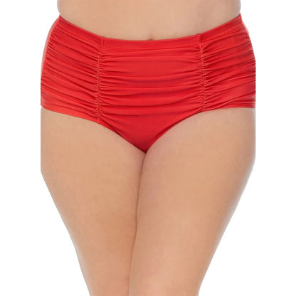 Raisins Curve Plus Size Costa Rouched Bikini Bottoms In Red