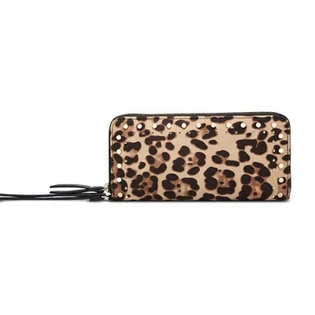 I.N.C. International Concepts Hazell Studded Leopard Zip Around Wallet