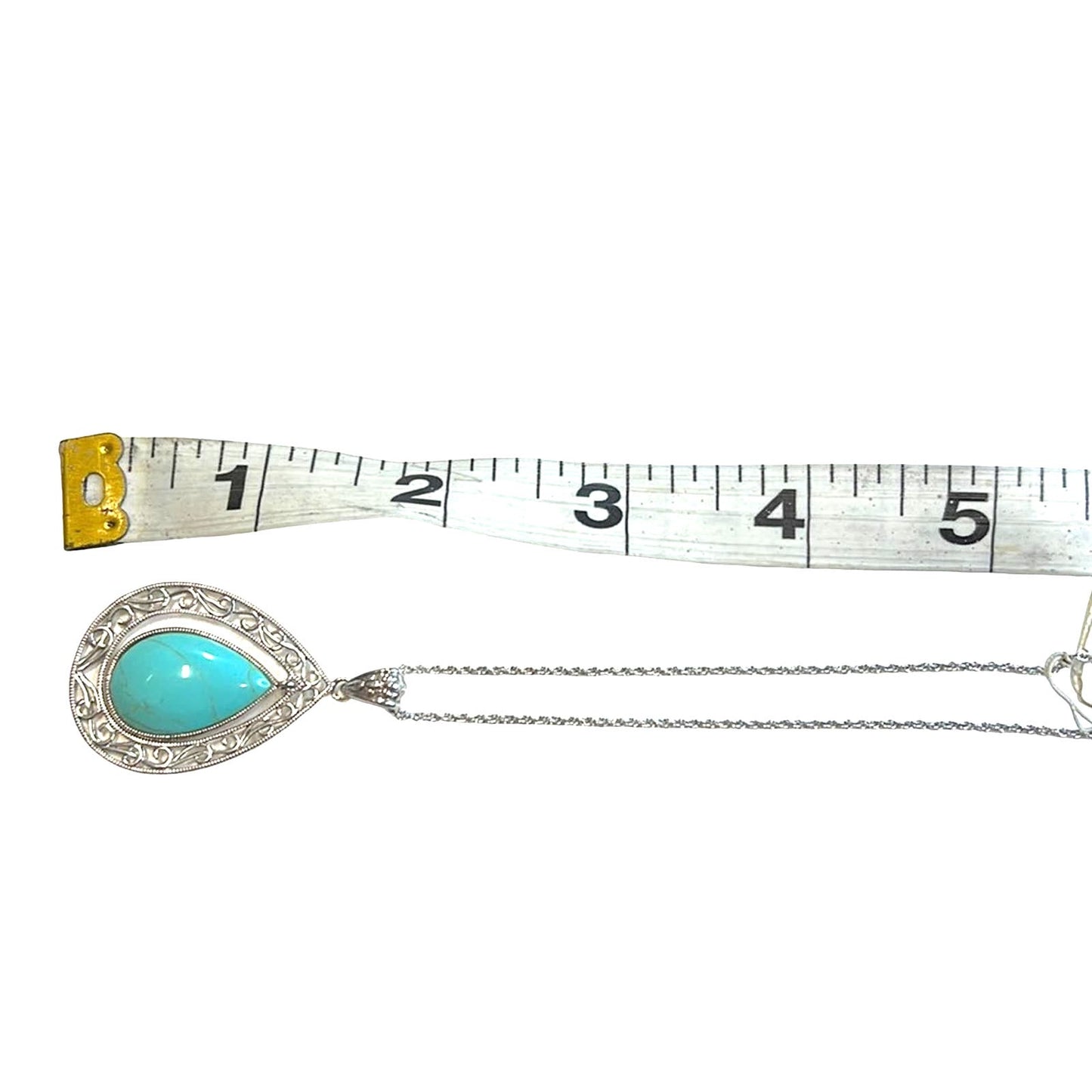 R. H. Macy Silver & Turquoise Teardrop Pendant Necklace, NWT!