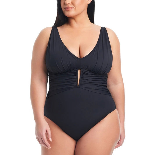 Bleu by Rod Beattie Plus Size Ruched One-Piece Swimsuit In Black