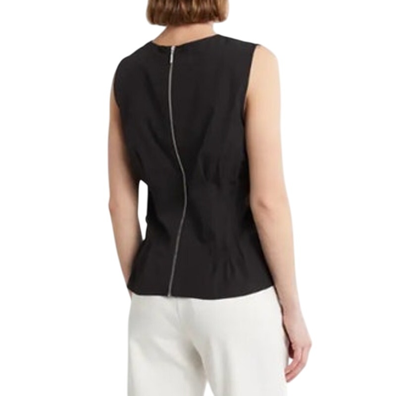 DKNY Women's Sleeveless Zipper Peplum Top in Black