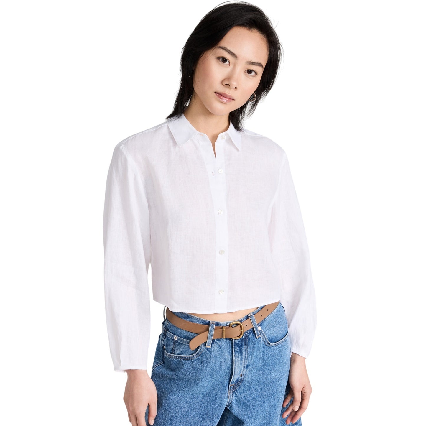 Theory Women's White Pleat Sleeve Shirt, Size Large