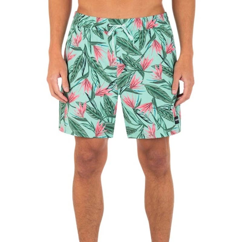 Hurley Men's Cannonball Volley Swim Trunks Aqua Floral, Size XXL