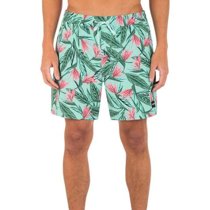 Hurley Men's Cannonball Volley Swim Trunks Aqua Floral